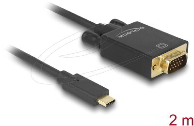 Delock - USB Type-C™ kábel VGA kábelhez (DP Alt mód), 2 m, feket - 85262