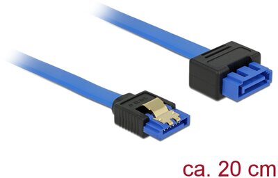 Delock - SATA 6 Gb/s egyenes anya - SATA apa hosszabbító kábel reteszelő mechanizmussal, 20 cm, kék - 84971
