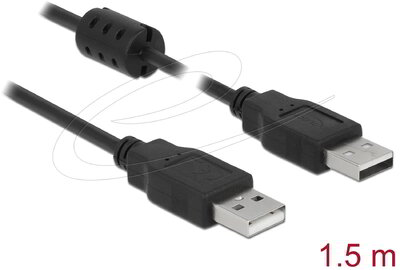 Delock - USB 2.0 A-típusú apa - USB 2.0 A-típusú apa kábel, 1,5 m, fekete - 84890