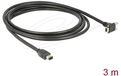 Delock - Kábel FireWire 9 érintkezős dugó 90 fokos szögű, csavarokkal ellátott > 6 érintkezős dugó 3 m - 83590