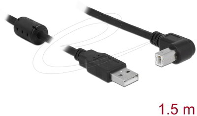 Delock - USB 2.0 A-típusú apa - USB 2.0 B-típusú apa kábel, derékszögű, 1,5 m, fekete - 84810