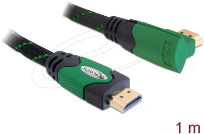 Delock - Nagysebességű HDMI-kábel Ethernettel - HDMI A apa - HDMI A apa, derékszögű, 4K 1 m - 82951