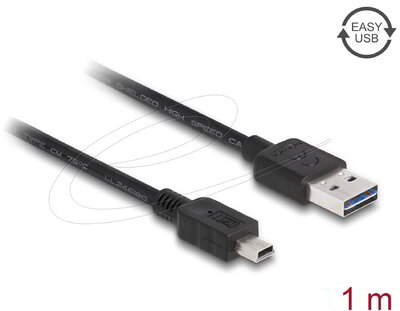 Delock - EASY-USB 2.0 -A apa > USB 2.0 mini apa kábel, 1 m - 83362