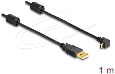 Delock - USB-A csatlakozódugó - USB micro-B csatlakozódugó, 90°-ban felfelé / lefelé döntve - 83148