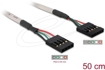Delock - USB 2.0 kábel, 5 tűs anya csatlakozó - 4 tűs anya csatlakozó, 50 cm - 82439