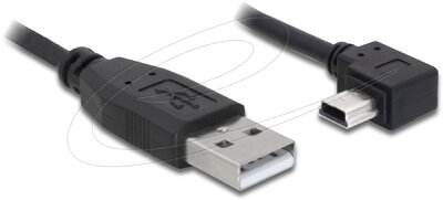 Delock - USB 2.0-A apa - USB mini-B 5 tűs könyök apa átalakító kábel, 1m - 82681