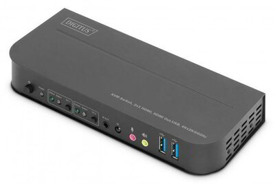 DIGITUS - KVM kapcsoló, 2x1 HDMI, HDMI kimenet, USB, 4Kx2K@60Hz - DS-12874