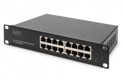 Assmann-DIGITUS 10"-os gigabites Ethernet switch, 16 portos, nem menedzselt - DN-80115-1