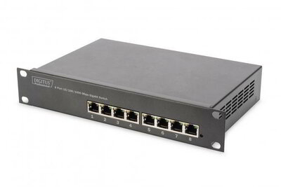 Assmann-DIGITUS 10"-os gigabites Ethernet switch, 8 portos, nem menedzselt - DN-80114-1