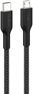 BELKIN - BoostCharge Pro Fonott USB-C - Micro-USB kábel, 1 m, fekete - CAB026HQ1MBK