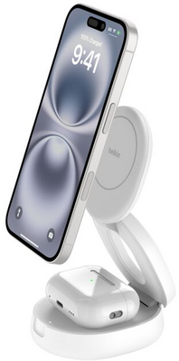 Belkin - BoostCharge BoostCharge állítható mágneses 2 az 1-ben töltőállomás Qi2-vel (15W) - WIZ035KQWH