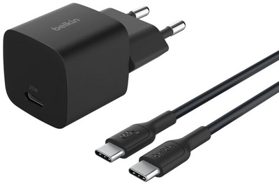 Belkin - BoostCharge USB-C töltő (25 W) és USB-C/USB-C kábel - WCA012KQ1MBK-B6