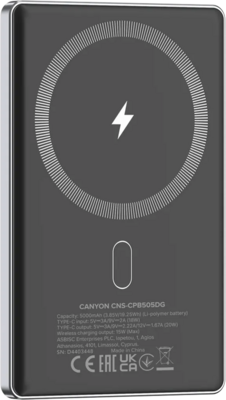 CANYON - Mágneses vezeték nélküli külső akkumulátor 5K OnPower 505 - CNS-CPB505DG