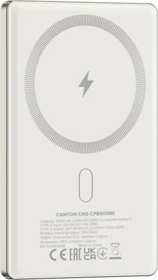 CANYON - Mágneses vezeték nélküli külső akkumulátor 5K OnPower 505 - CNS-CPB505BE