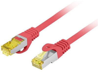Lanberg Patch kábel CAT.6a S/FTP LSZH 0,25 m piros - PCF6A-10CU-0025-R