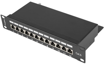 LANBERG - PPF6-9012-B Patch Panel 10inch 12 port 1U cat.6 black - PPF6-9012-B