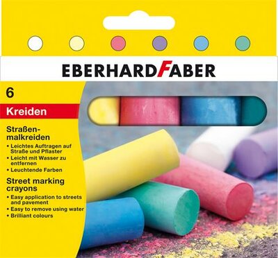 Aszfaltkréta, henger alakú, EBERHARD FABER, 6 különböző szín, (6 db)