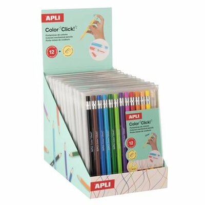 Színes töltőceruza készlet, display, APLI "Color Click", 12 szín, (12 db)