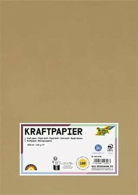 Kraft papír, A4, 120 g, 100 lap, FOLIA, (100 lap)