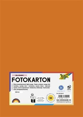 Dekorkarton, 2 oldalas, A4, 300 g, 50 lap, FOLIA, világosnarancs, (50 lap)