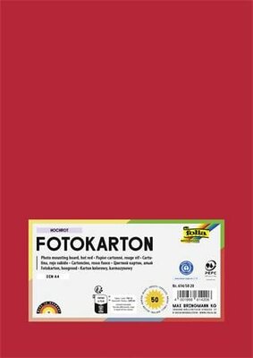 Dekorkarton, 2 oldalas, A4, 300 g, 50 lap, FOLIA, tűzpiros, (50 lap)