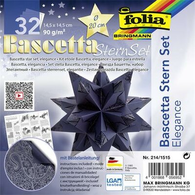 Bascetta csillag készlet, 14,5x14,5 cm, 90 g, 32 lap, FOLIA, kék-indiai álom, (32 lap)