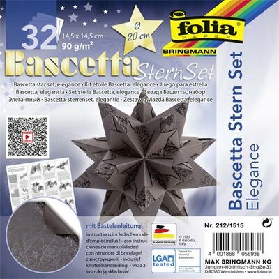 Bascetta csillag készlet, 14,5x14,5 cm, 90 g, 32 lap, FOLIA, barna-indiai álom, (32 lap)