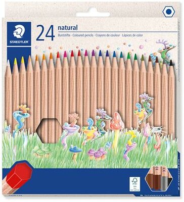 Színes ceruza készlet, hatszögletű, STAEDTLER "Noris® natural 143N", 24 szín, (24 db)