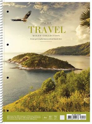 Spirálfüzet, A4+, kockás, 80 lap, SHKOLYARYK "Travel", vegyes