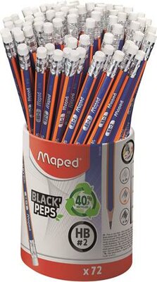 Grafitceruza radírral ceruzatartó, HB, háromszögletű, MAPED "Black'Peps Navy", (72 db)