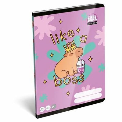 Füzet, tűzött, A5, sima, 32 lap LIZZYSULI, "Lollipop Capybara", "20-32"