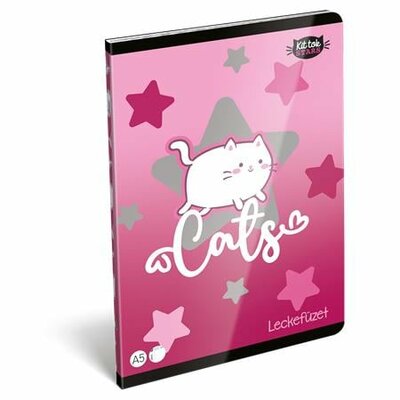 Füzet, tűzött, A5, lecke, 40 lap, LIZZYSULI, "Kit tok Stars Purrfect"