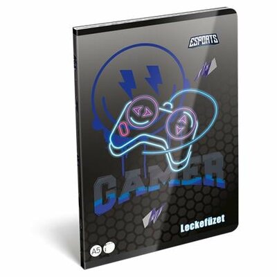Füzet, tűzött, A5, lecke, 40 lap, LIZZYSULI, "Esport Gamer on Duty"
