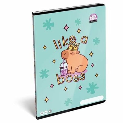 Füzet, tűzött, A4, sima, 32 lap LIZZYSULI, "Lollipop Capybara"