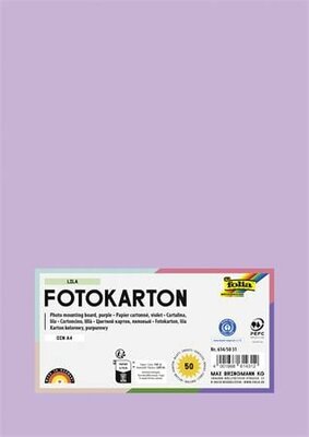 Dekorkarton, 2 oldalas, A4, 300 g, 50 lap, FOLIA, halvány orgonalila, (50 lap)