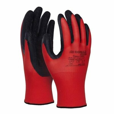 Védőkesztyű, latex, DONAU "Safety", 10/XL méret, piros, (12 pár)