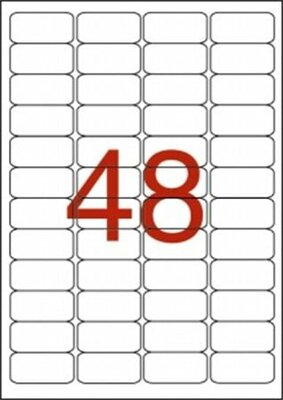 Etikett, 45,7x21,2 mm, poliészter, időjárásálló, kerekített sarkú, fehér, APLI, 960 etikett/csomag, (20 lap)