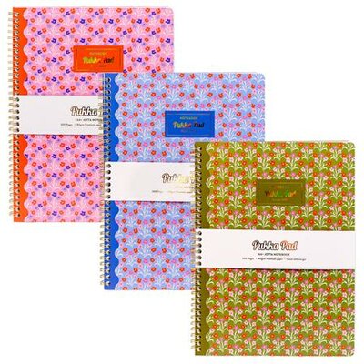 Spirálfüzet, A4+, vonalas, 100 lap, PUKKA PAD "Floral Jotta Notebook", vegyes minta