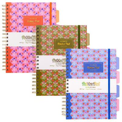 Spirálfüzet, B5, vonalas, 100 lap, PUKKA PAD "Floral Project Book", vegyes minta