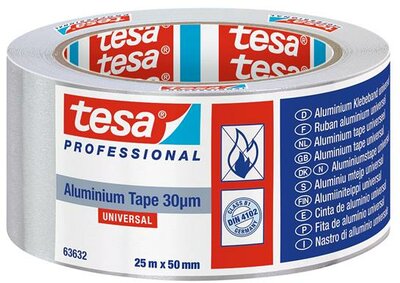 Alumínium szalag, 50 mm x 50 m, TESA® "Professional 63632", ezüst, (50 méter)