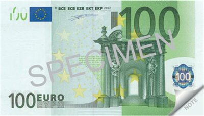 Jegyzettömb, 70 lap, 110x61,5 mm, PANTA PLAST "100 Euro", (70 lap)