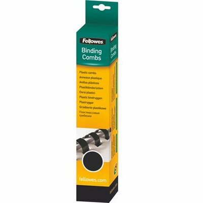 Spirál, műanyag, 14 mm, 81-100 lap, FELLOWES, 25 db, fekete, (25 db)