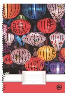 Spirálfüzet, A4, vonalas, 70 lap, OPTISCHOOL, "Lampion"