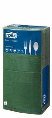 Szalvéta, 1/4 hajtogatott, 2 rétegű, 33x33 cm, Advanced, TORK "Lunch", sötétzöld, (200 db)