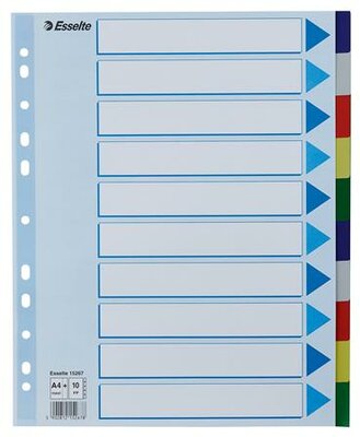 Regiszter, műanyag, A4 Maxi, 10 részes, ESSELTE