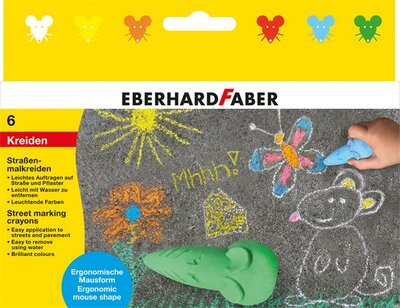 Aszfaltkréta, egér formájú, EBERHARD FABER, 6 különböző szín, (6 db)