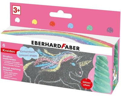 Aszfaltkréta, unikornis szarv formájú, EBERHARD FABER, 6 csillámos szín, (6 db)