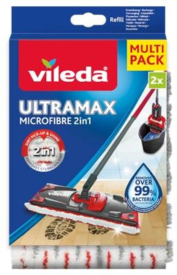 Lapos felmosó utántöltő, 2in1, VILEDA "Ultramax", fehér-piros, (2 db)