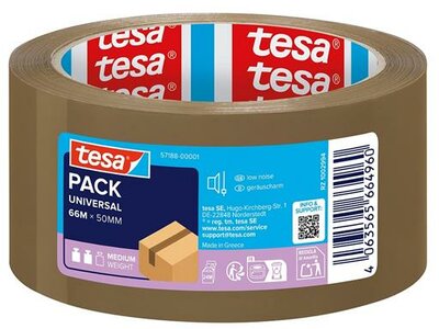Csomagolószalag, 50 mm x 66 m, TESA "Pack Universal", barna, (66 méter)