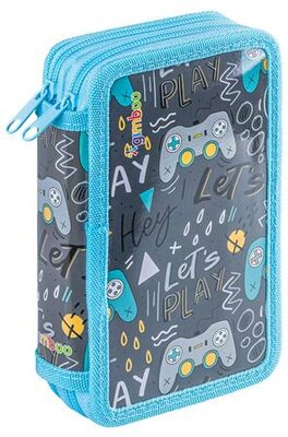 Tolltartó, töltött, 2 emeletes, cipzáras, "Gimboo Jumbo", gamer, kék